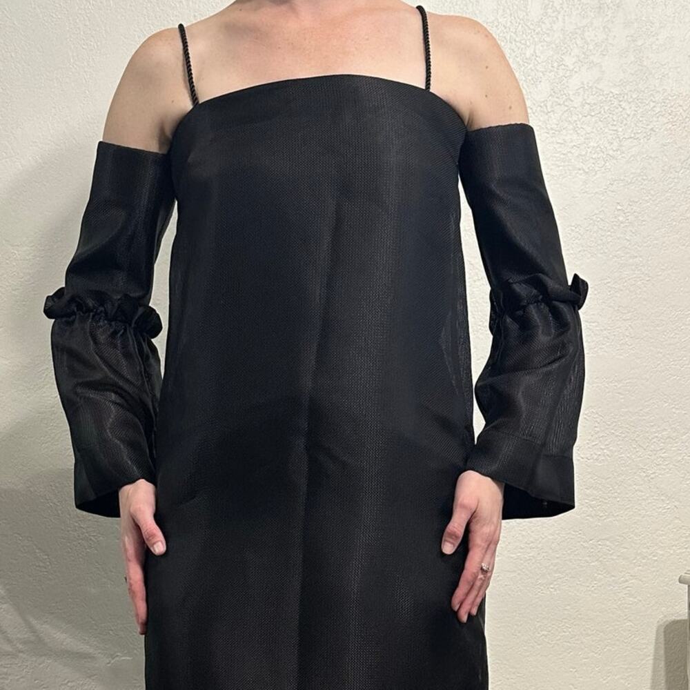 The Row SS14 Archive Runway Look Layered Midi Dress Black Silk Puff Sleeve US 2 - Picture 10 of 16